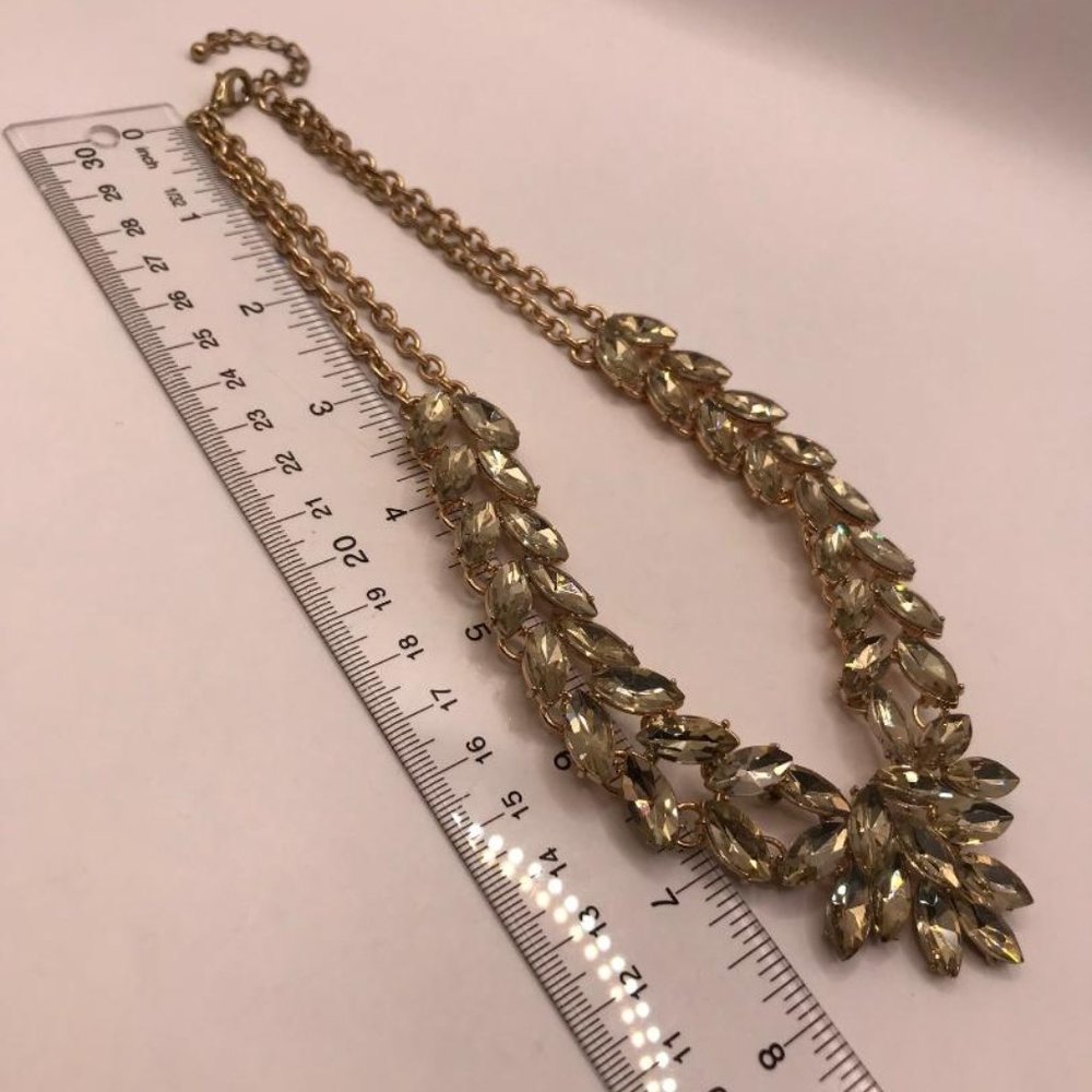 Gold-Tone & Faceted Gems Statement Necklace - Picture 7 of 10